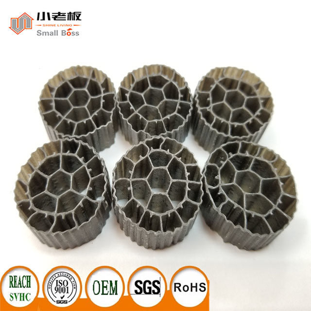 25 mm x 12 mm Medios de filtragem MBBR coloridos Material HDPE PE06 Bio Media