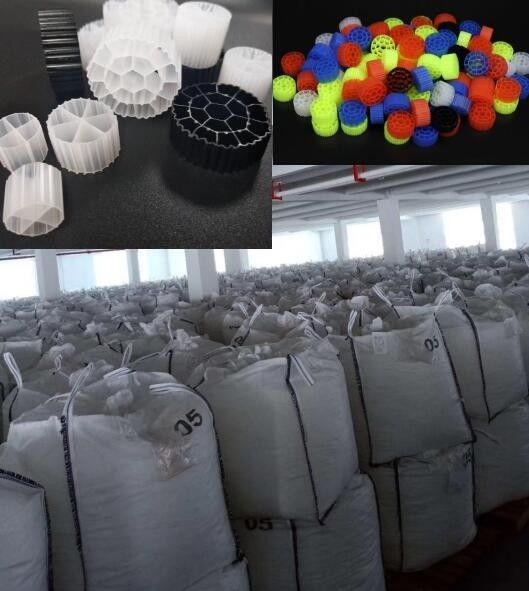 Material virgem de HDPE Cor Branca MBBR Filtro Biomédias Para Tratamento de Água